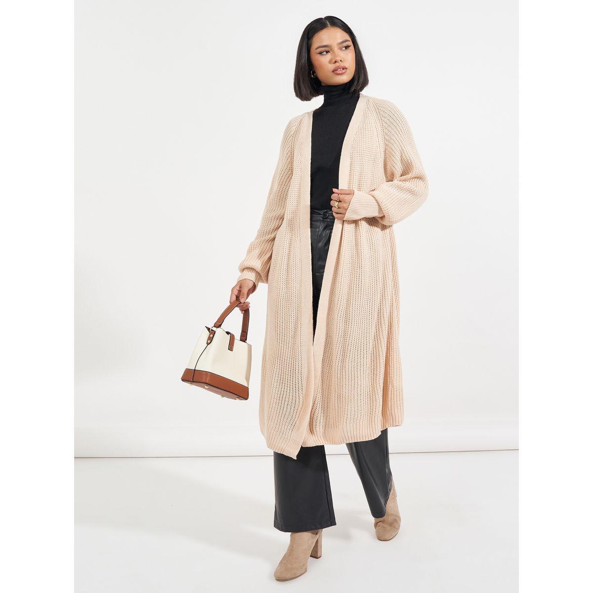 Styli Regular Fit Longline Chunky Knit Cardigan-women-winterwear-cardigansandjumpers-cardigans-image-1