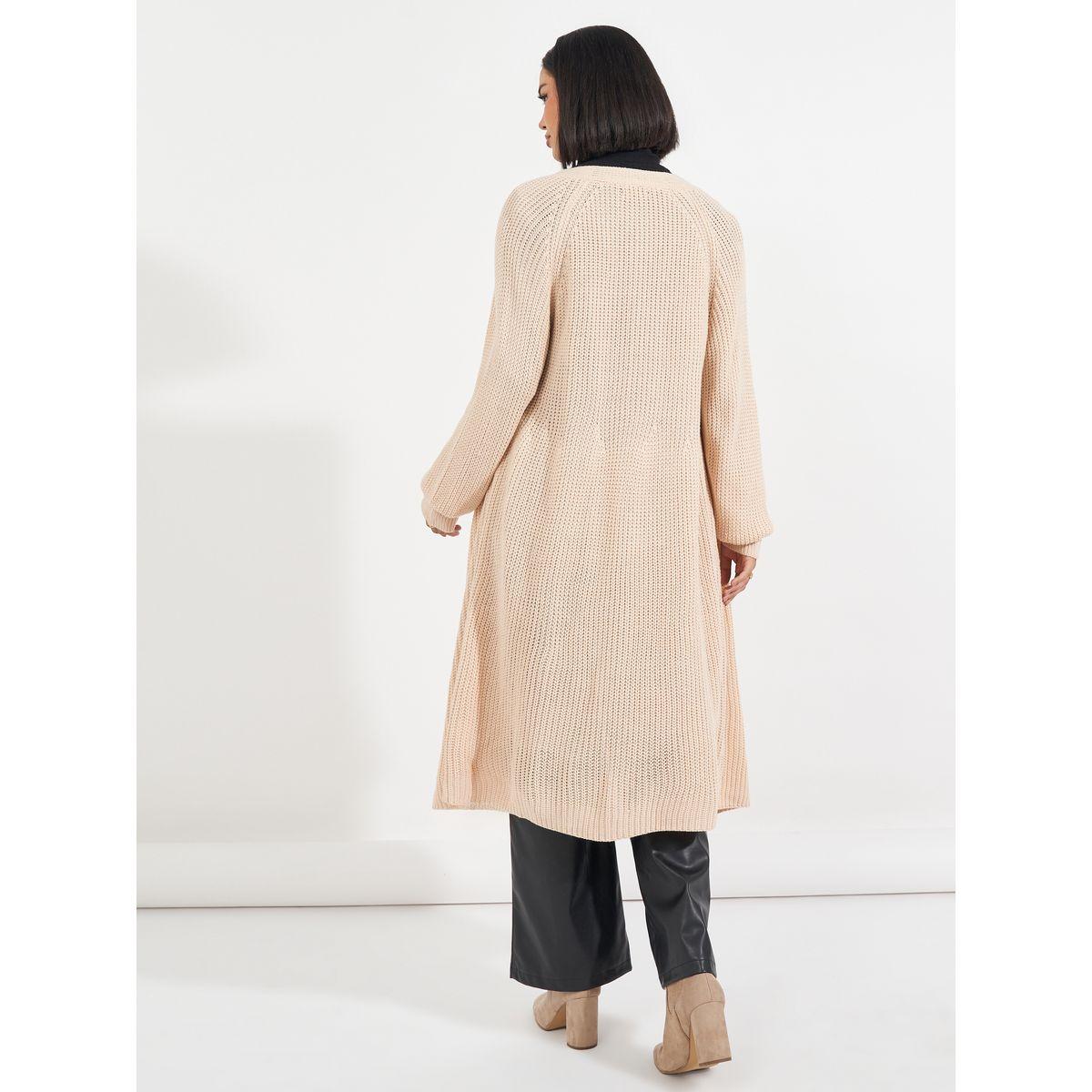 Styli Regular Fit Longline Chunky Knit Cardigan-women-winterwear-cardigansandjumpers-cardigans-image-4