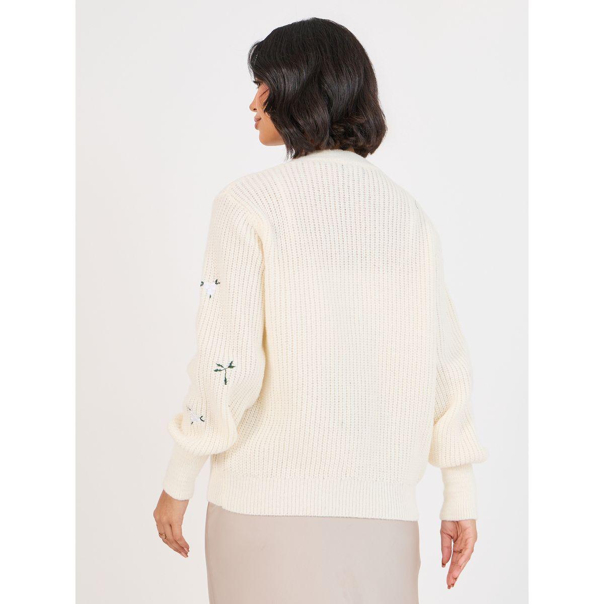 Styli Regular Fit Short Length Embroidered Button Down Cardigan-women-winterwear-cardigansandjumpers-cardigans-image-4