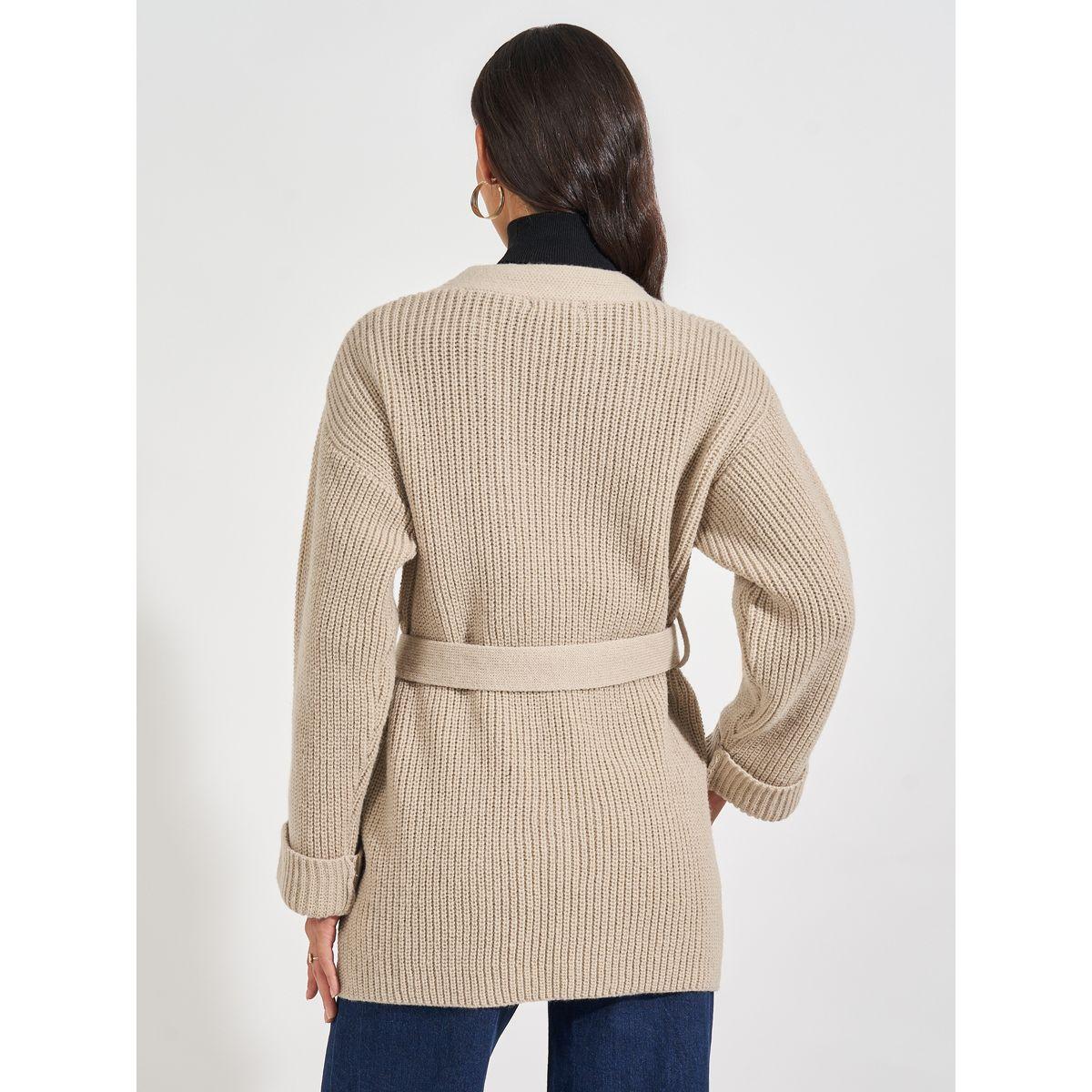 Styli Regular Fit Longline Knit Cardigan-women-winterwear-cardigansandjumpers-cardigans-image-4