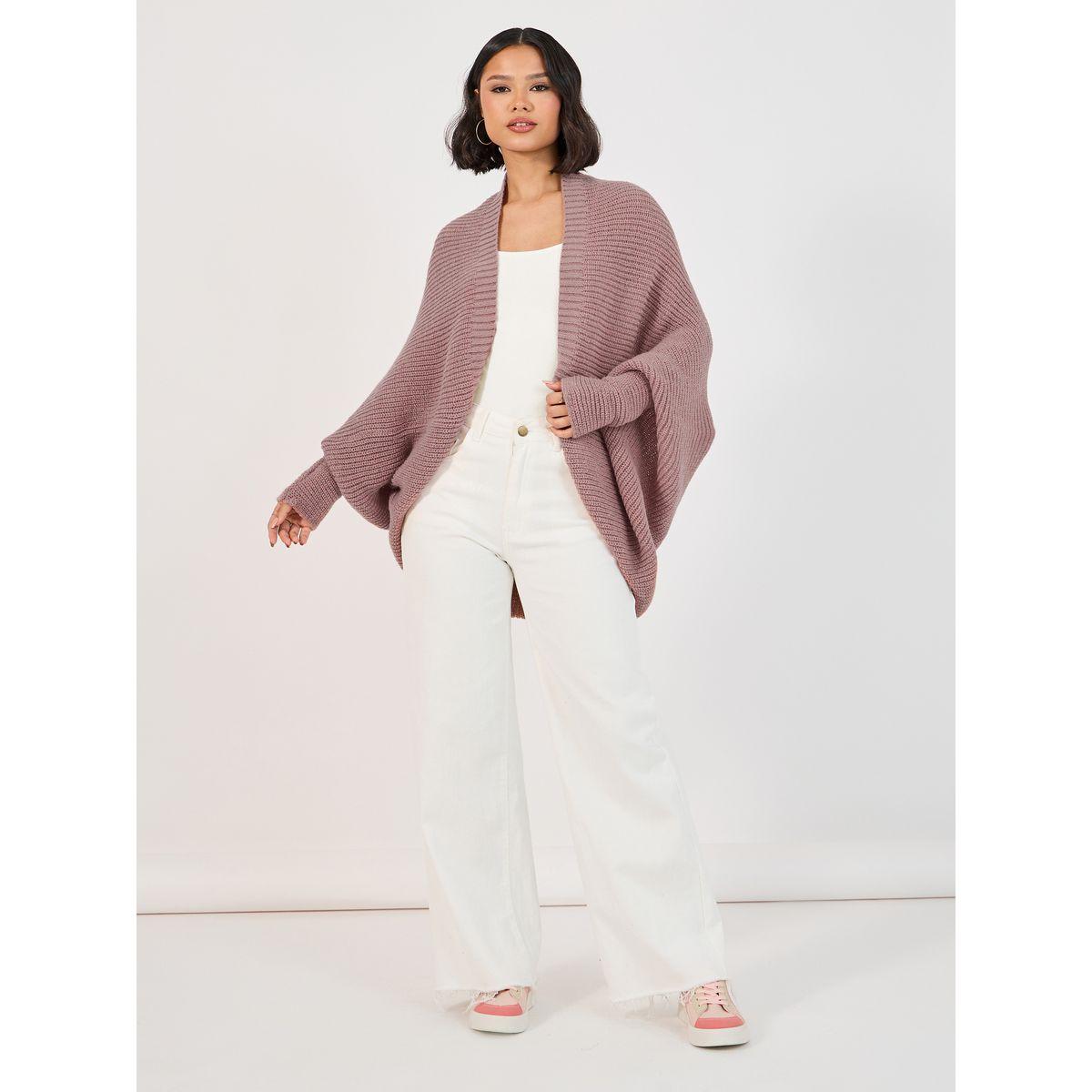 Styli Oversized Longline Cocoon Shape Chunky Knit Cardigan-women-winterwear-cardigansandjumpers-cardigans-image-2
