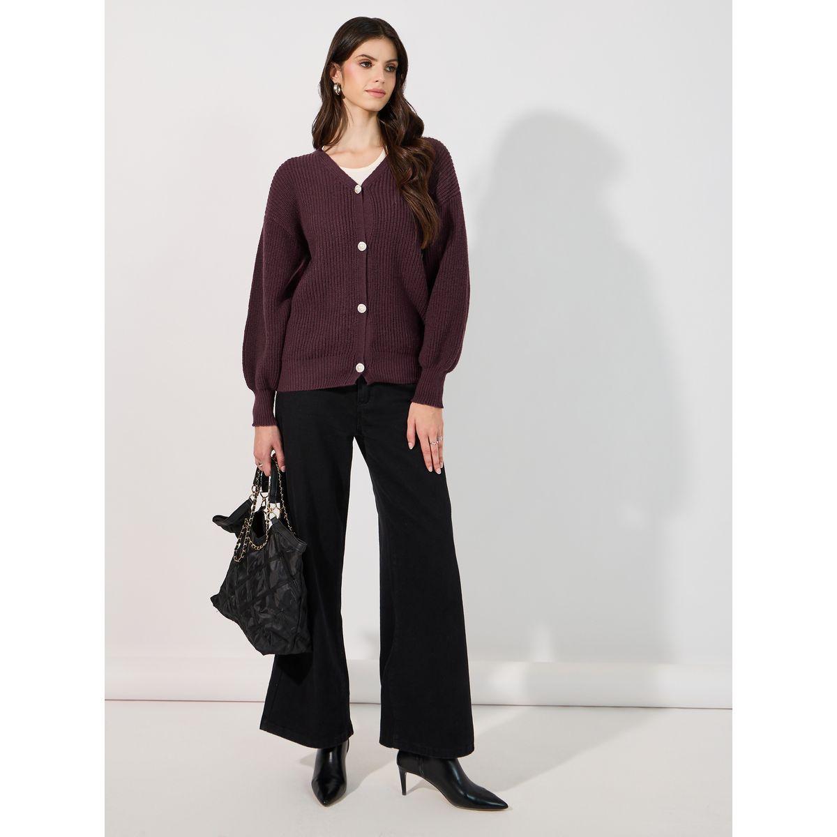 كارديجان فضفاض بأزرار غلق-women-winterwear-cardigansandjumpers-cardigans-image-2