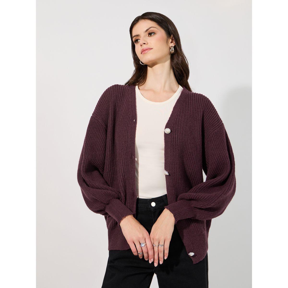 كارديجان فضفاض بأزرار غلق-women-winterwear-cardigansandjumpers-cardigans-image-3