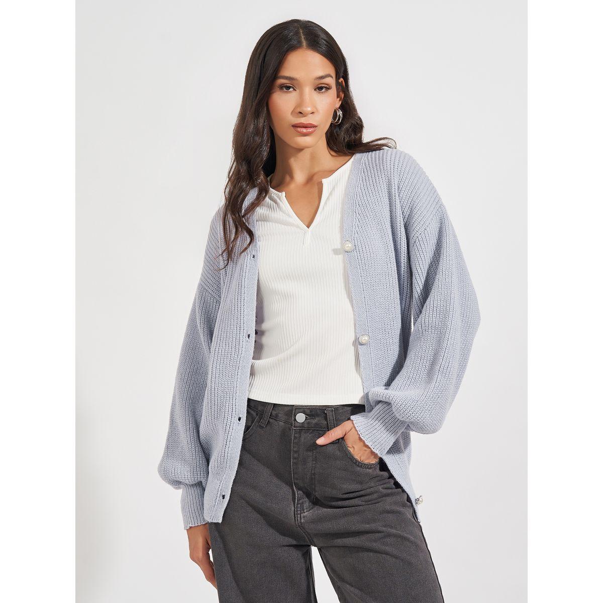 Styli Oversized Longline Buttoned Cardigan-women-winterwear-cardigansandjumpers-cardigans-image-1