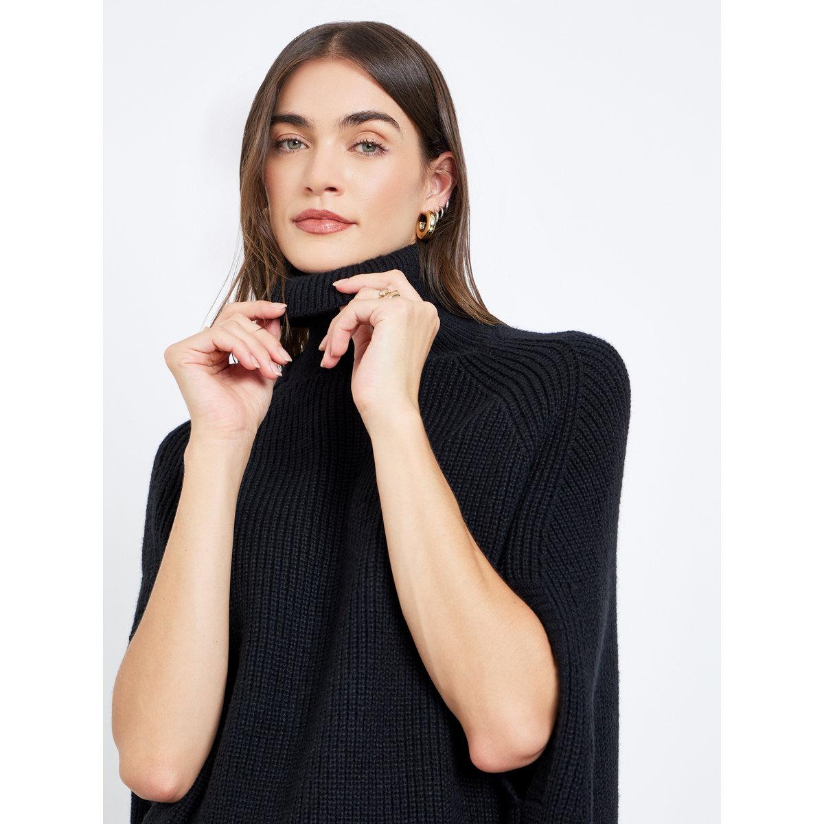 Styli Black Knit Turtleneck Cape Sleeve Sweater-women-winterwear-cardigansandjumpers-jumpers-image-4