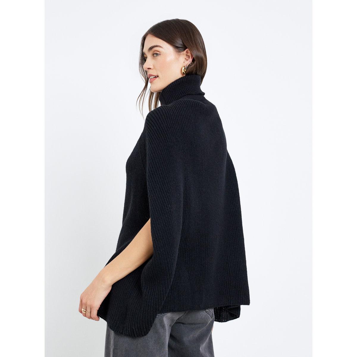 Styli Black Knit Turtleneck Cape Sleeve Sweater-women-winterwear-cardigansandjumpers-jumpers-image-5