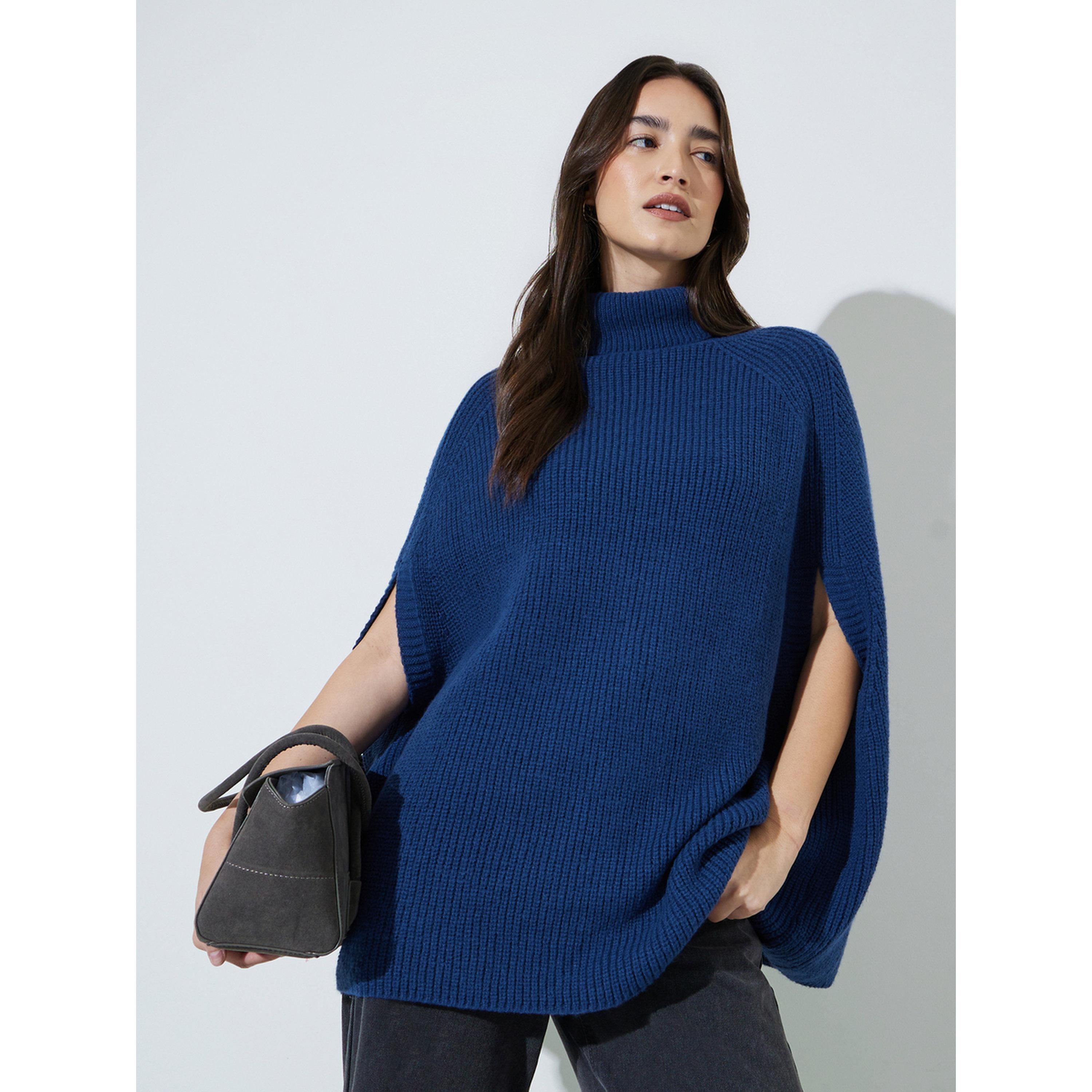 سويتر محبوك بأكمام كاب وياقة مرتفعة-women-winterwear-cardigansandjumpers-jumpers-image-1