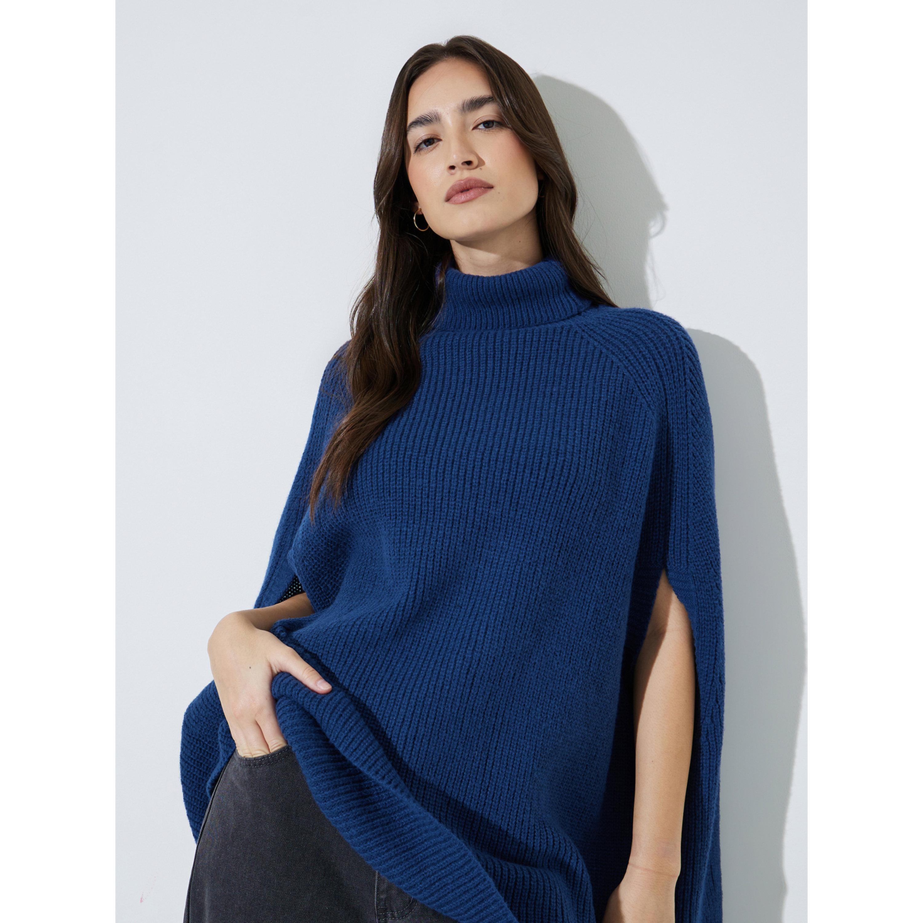سويتر محبوك بأكمام كاب وياقة مرتفعة-women-winterwear-cardigansandjumpers-jumpers-image-3
