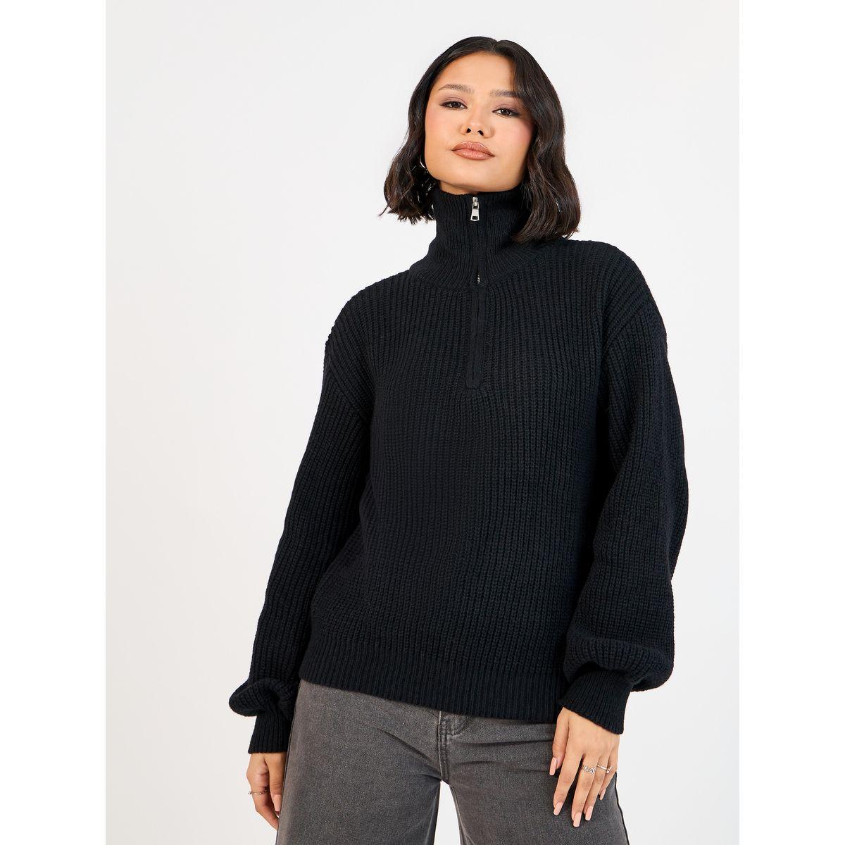 سويتر بطبعة كاروهات مكسورة وقصة عادية-women-clothing-cardigansandjumpers-jumpers-image-1