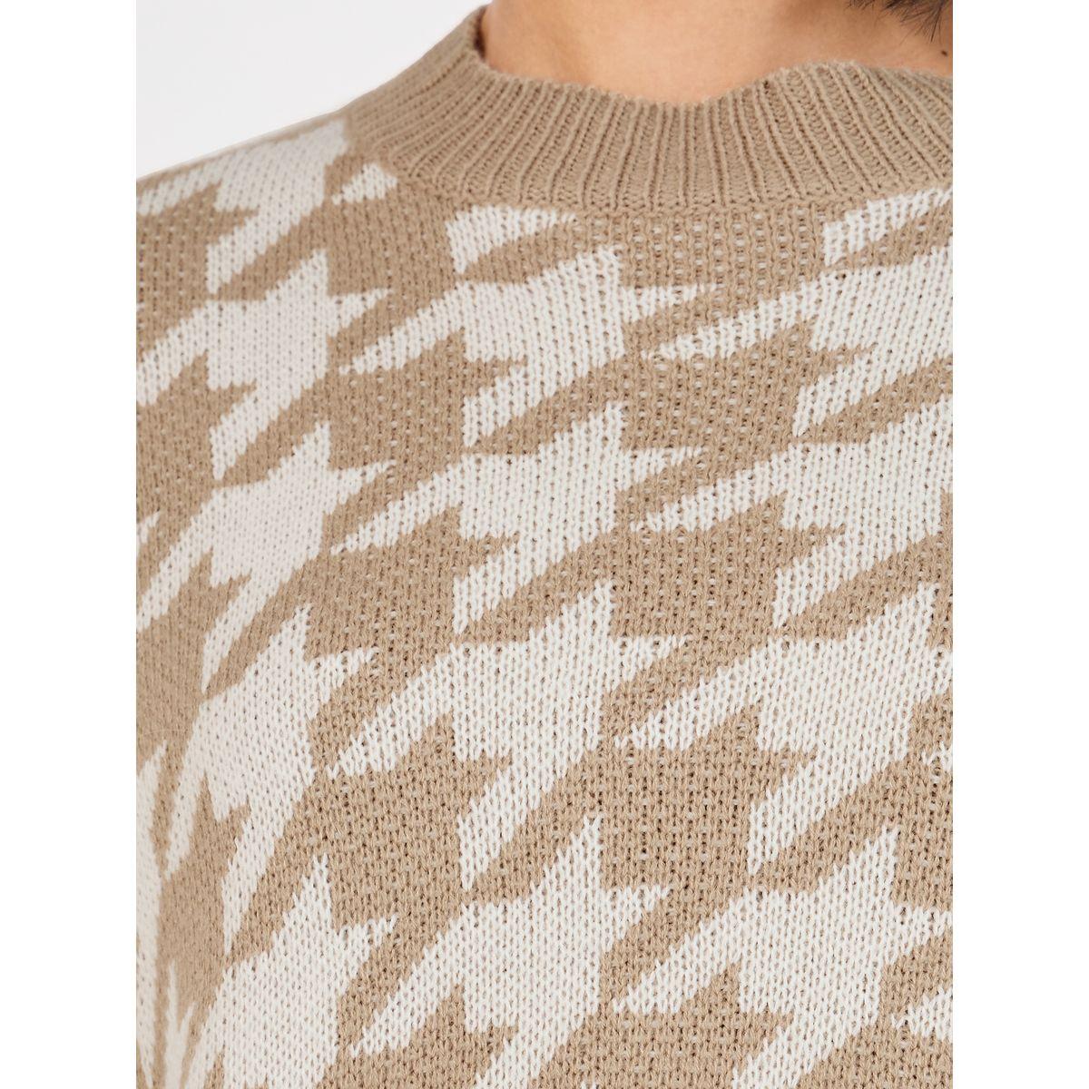 Styli Boxy Fit Regular Length Houndstooth Pattern Sweater-women-winterwear-cardigansandjumpers-jumpers-image-3