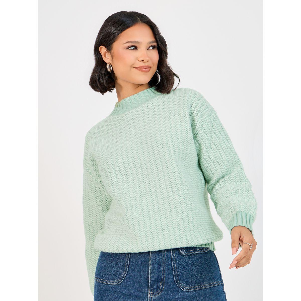 Styli Regular Fit Regular Length Mixed Yarn Sweater-women-clothing-cardigansandjumpers-jumpers-image-1
