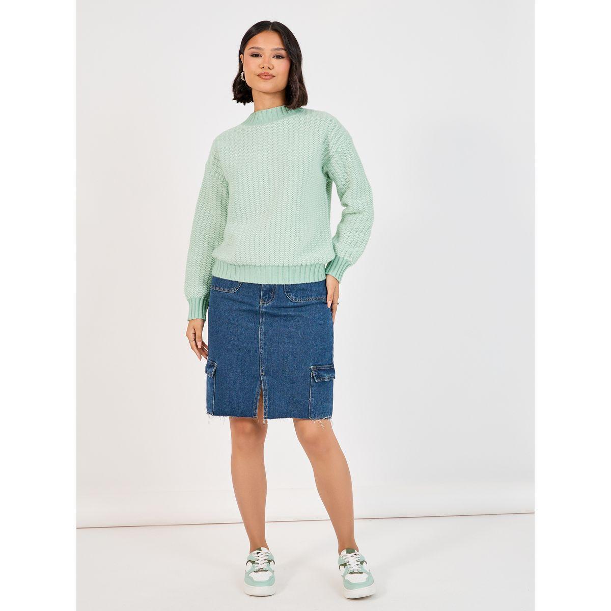 Styli Regular Fit Regular Length Mixed Yarn Sweater-women-clothing-cardigansandjumpers-jumpers-image-2