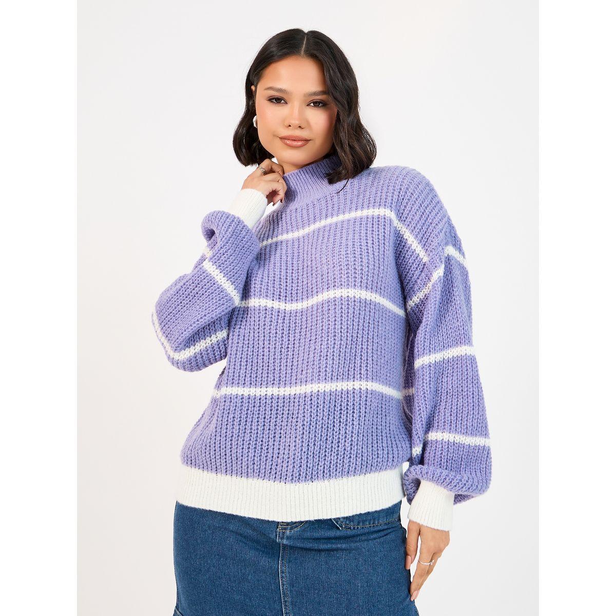 Styli Boxy Fit Regular Length Striped Sweater-women-clothing-cardigansandjumpers-jumpers-image-1