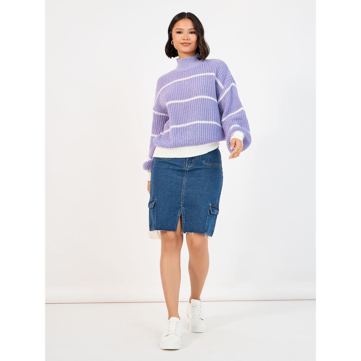 Styli Boxy Fit Regular Length Striped Sweater-women-clothing-cardigansandjumpers-jumpers-image-2