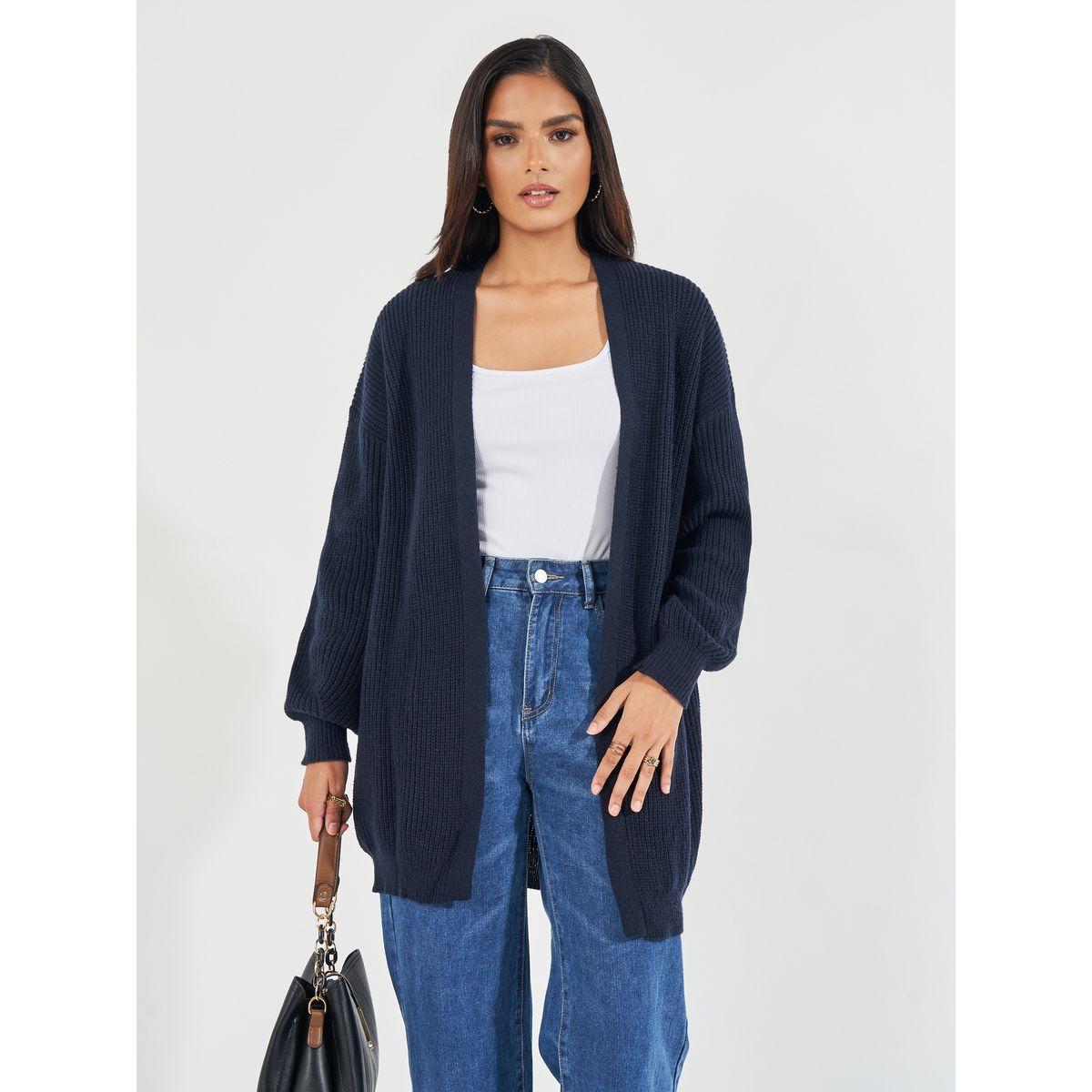 كارديجان بقصة عادية وأكمام واسعة-women-winterwear-cardigansandjumpers-cardigans-image-1