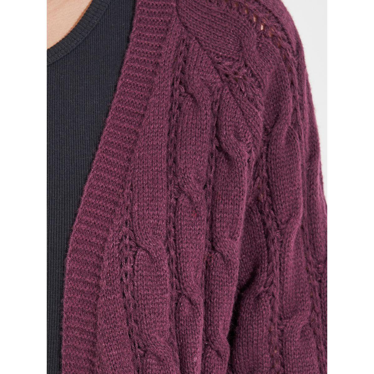 Styli Regular Fit Longline Cable Knit Cardigan-women-winterwear-cardigansandjumpers-cardigans-image-3
