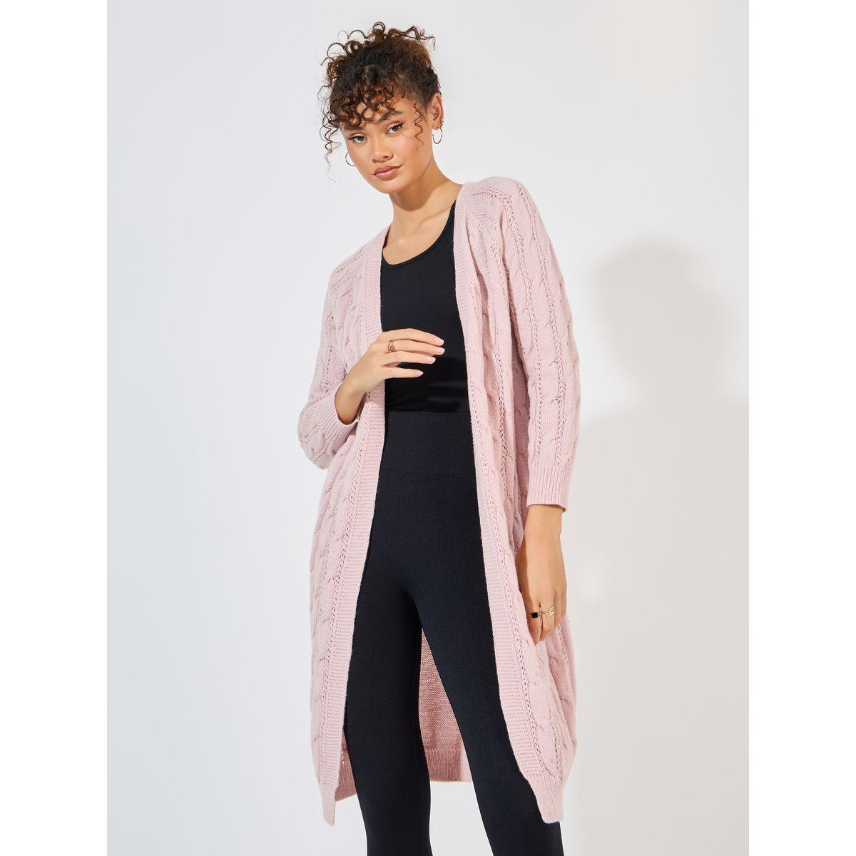 Styli Regular Fit Longline Cable Knit Cardigan-women-winterwear-cardigansandjumpers-cardigans-image-1