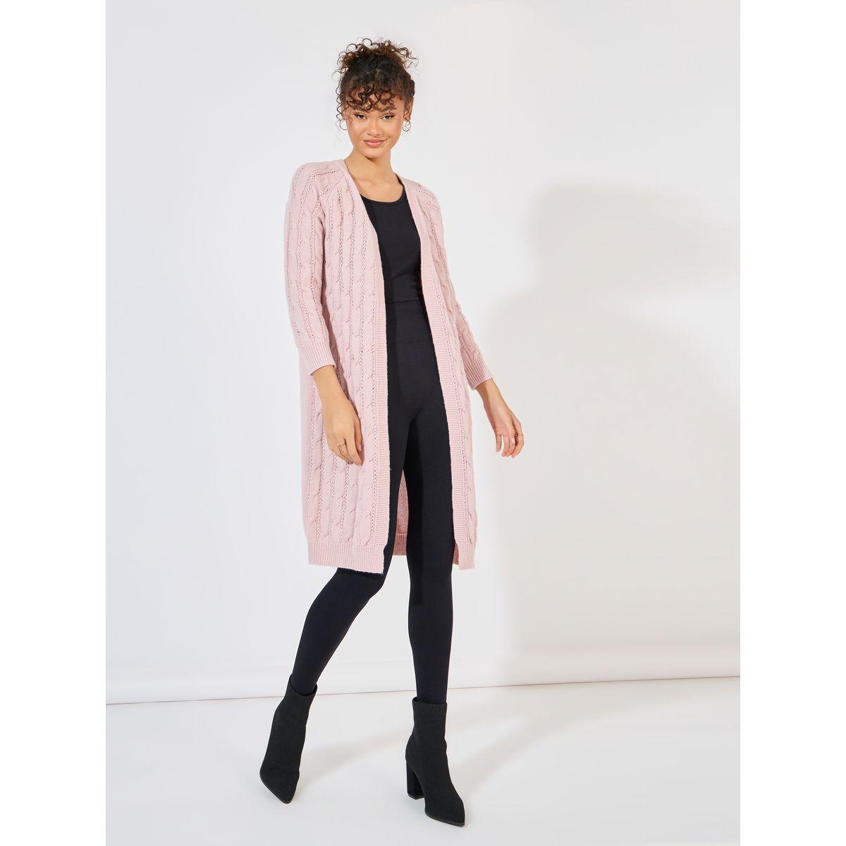 Styli Regular Fit Longline Cable Knit Cardigan-women-winterwear-cardigansandjumpers-cardigans-image-2
