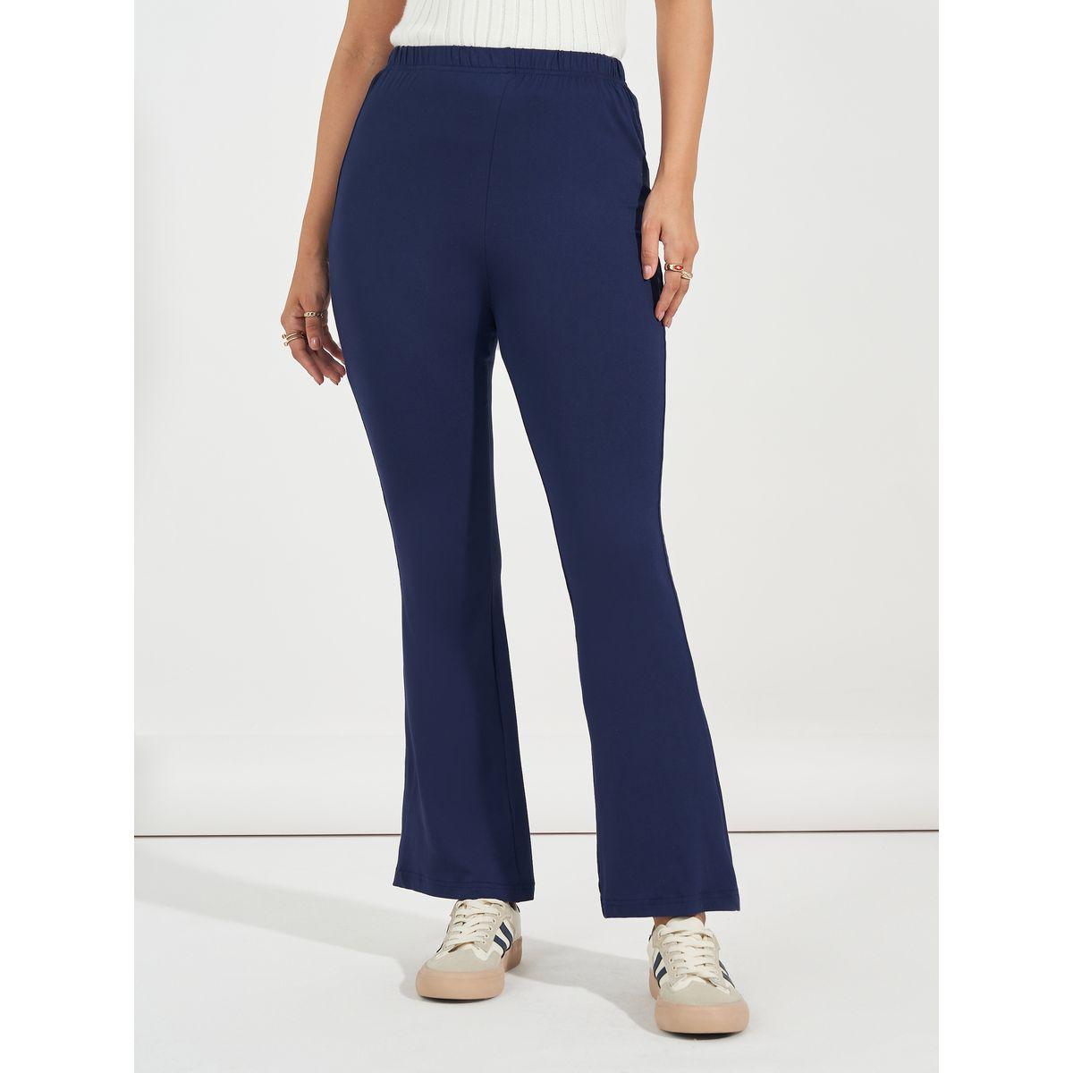 Styli Solid Elastic Waistband Flared Leggings-women-clothing-bottoms-leggings-image-2