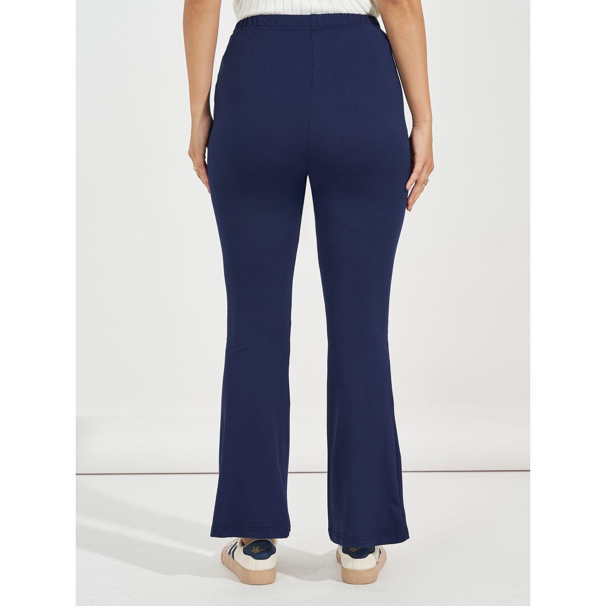 Styli Solid Elastic Waistband Flared Leggings-women-clothing-bottoms-leggings-image-4