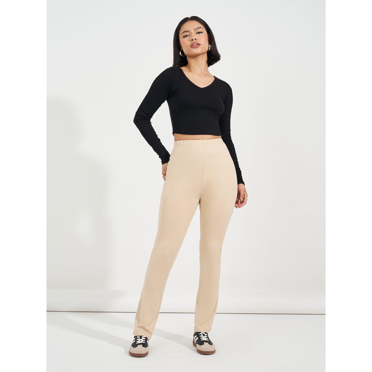 Styli Solid Elastic Waistband Slim Fit Leggings-women-clothing-bottoms-leggings-image-2