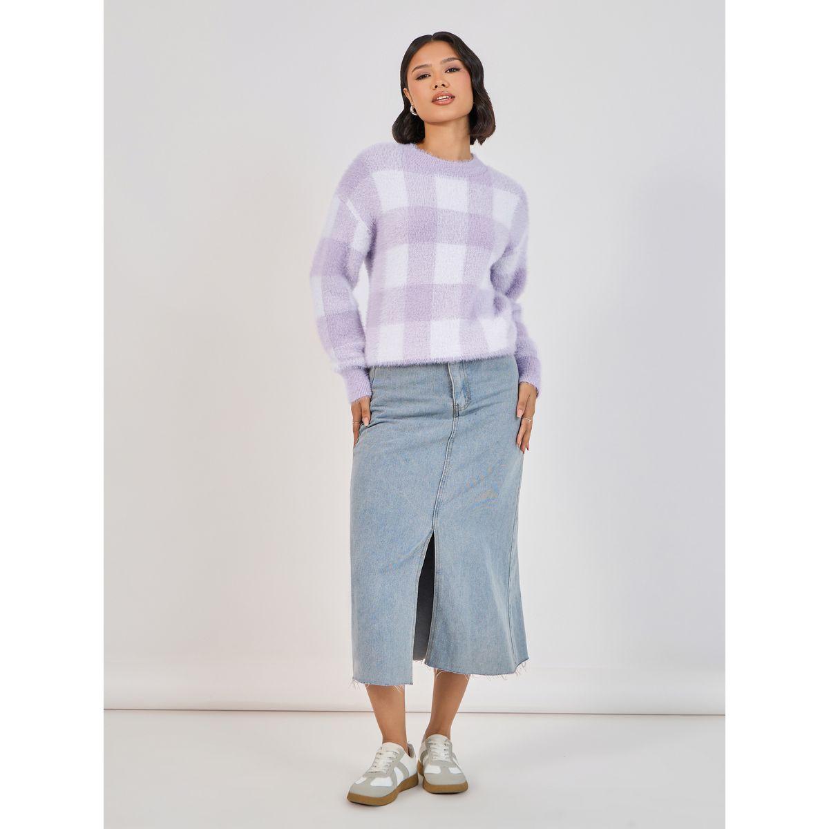 سويتر بقصة عادية ونمط مربعات-women-clothing-cardigansandjumpers-jumpers-image-2