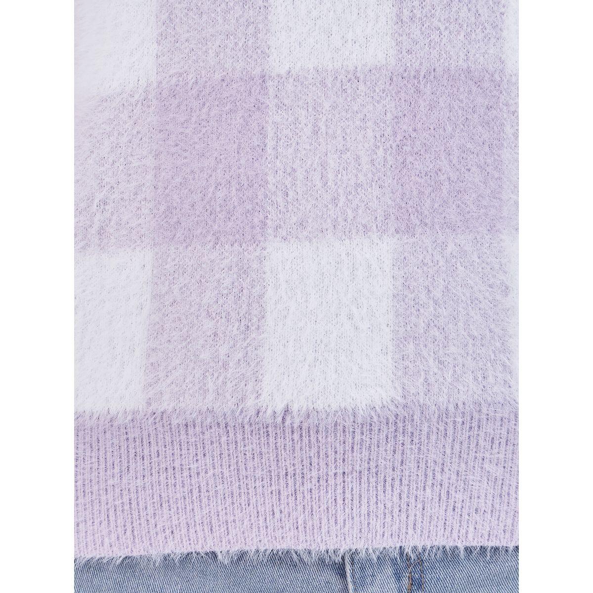 Styli Regular Fit Regular Length Fuzzy Yarn Checked Sweater-women-clothing-cardigansandjumpers-jumpers-image-3