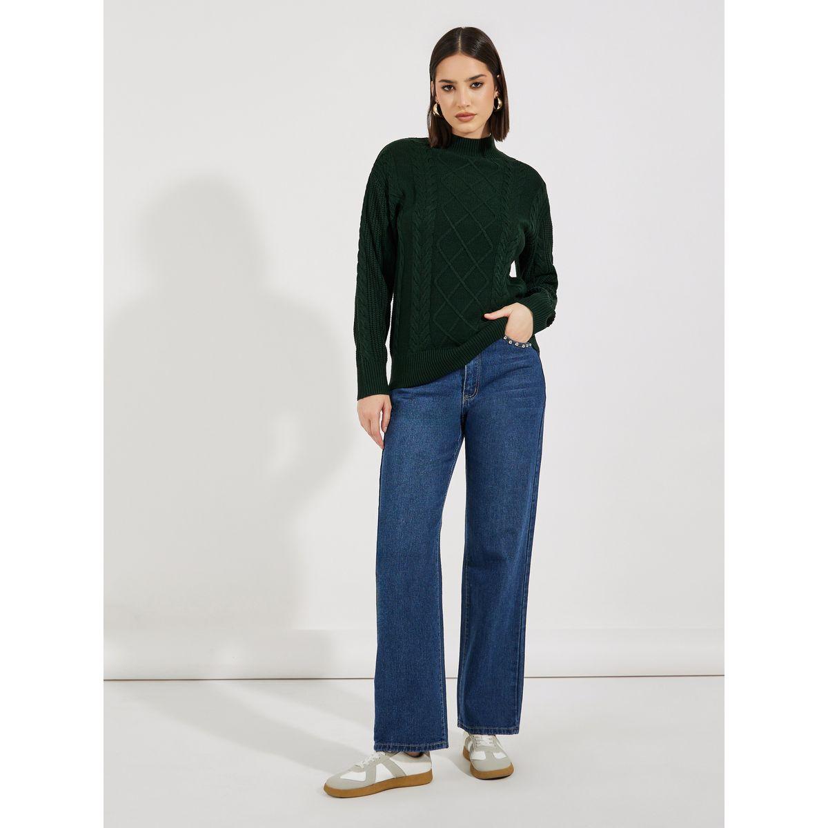 سويتر محبوك بقصة عادية وياقة عالية-women-clothing-cardigansandjumpers-jumpers-image-2