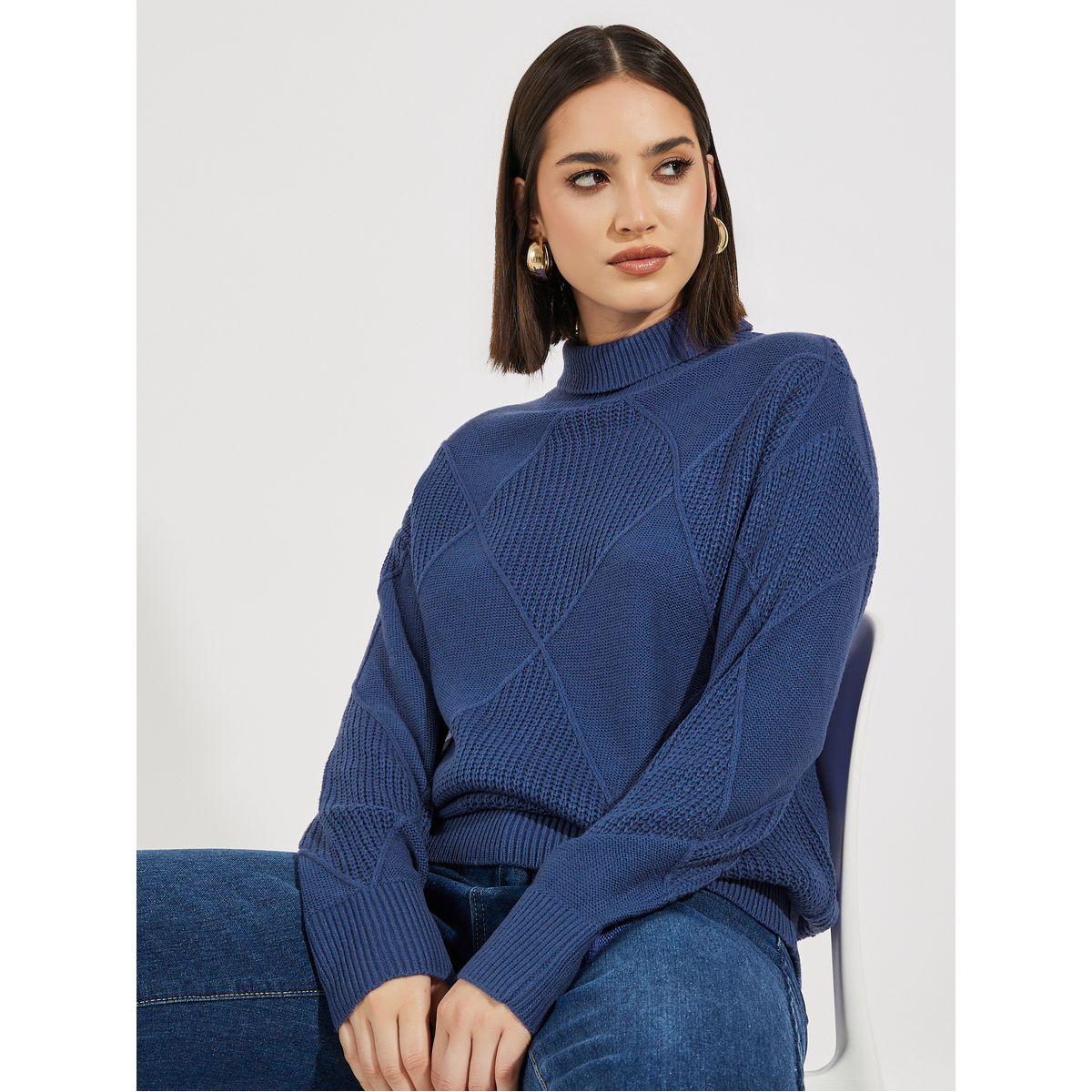 Styli Regular Fit Regular Length High Neck Textured Sweater-women-clothing-cardigansandjumpers-jumpers-image-1