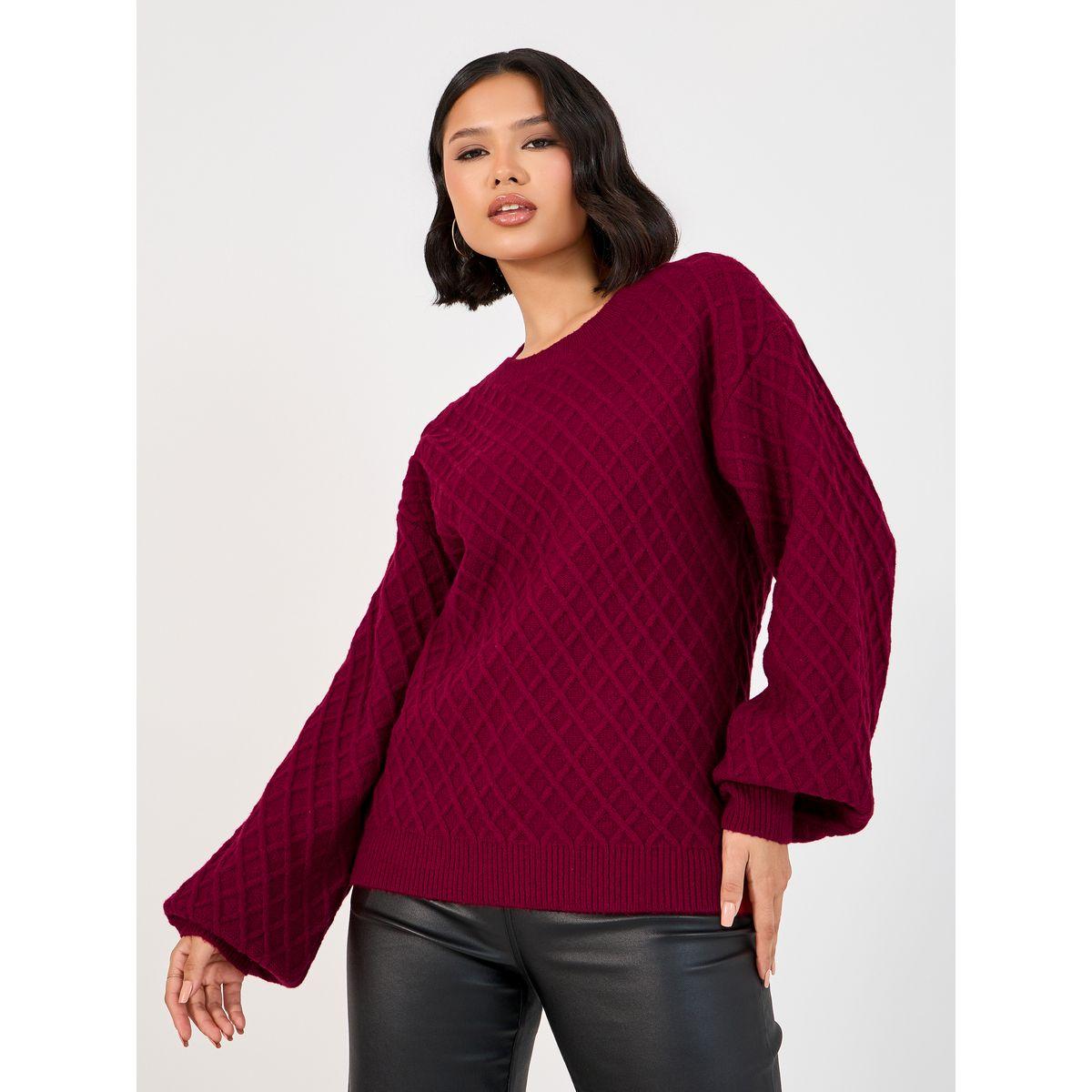 Styli Regular Fit Chunky Knit Sweater with Volume Sleeves-women-clothing-cardigansandjumpers-jumpers-image-1