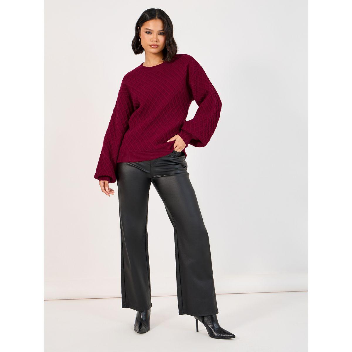 Styli Regular Fit Chunky Knit Sweater with Volume Sleeves-women-clothing-cardigansandjumpers-jumpers-image-2