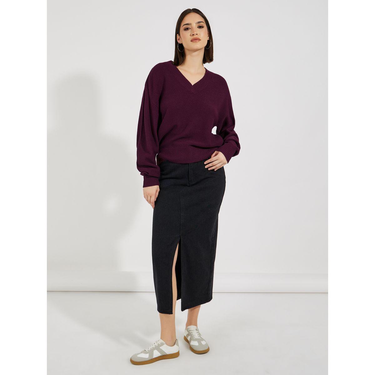 سويتر محبوك بقصة بوكسي وتفاصيل بارزة الملمس-women-clothing-cardigansandjumpers-jumpers-image-2