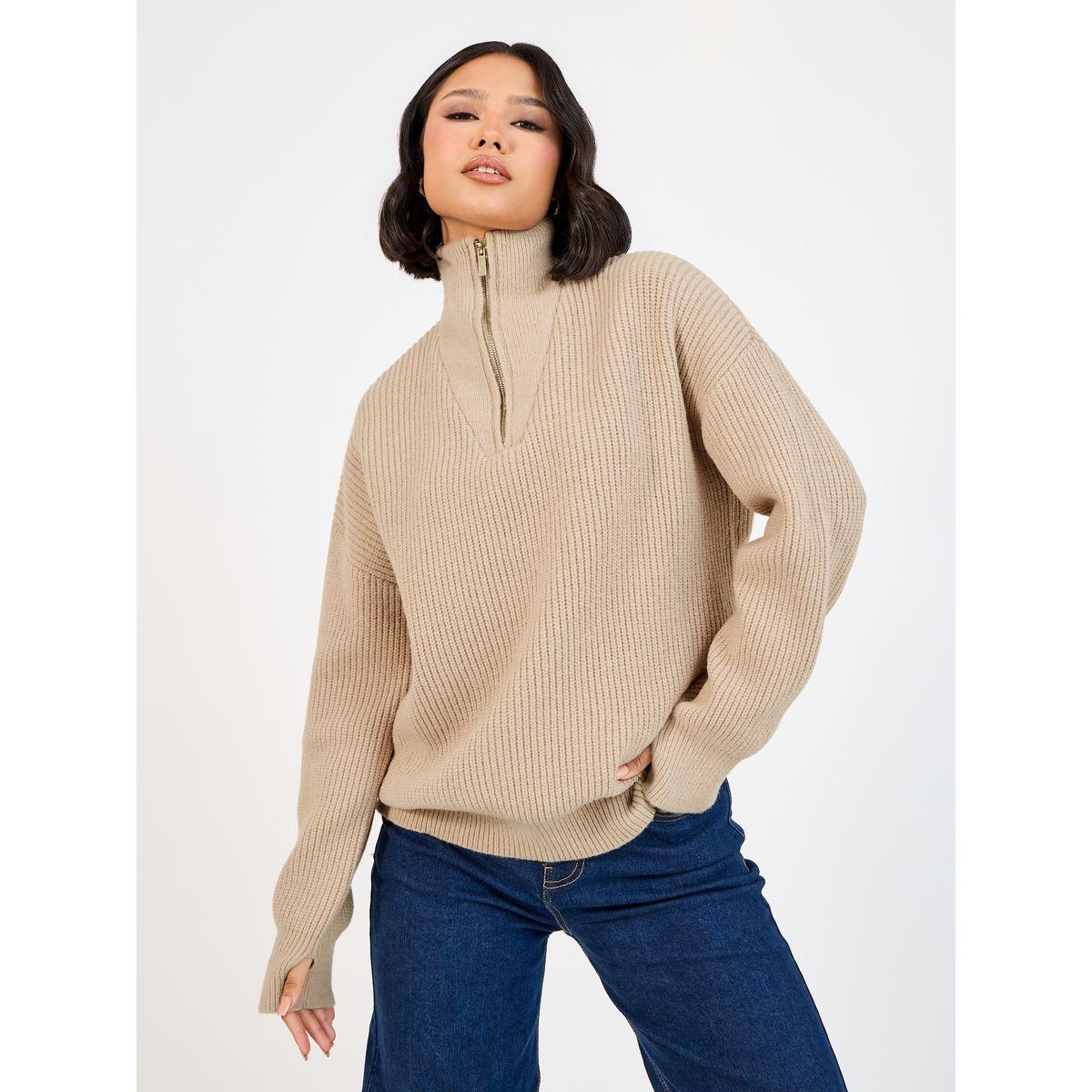 سويتر فضفاض بنصف سحَّاب غلق-women-winterwear-cardigansandjumpers-jumpers-image-1