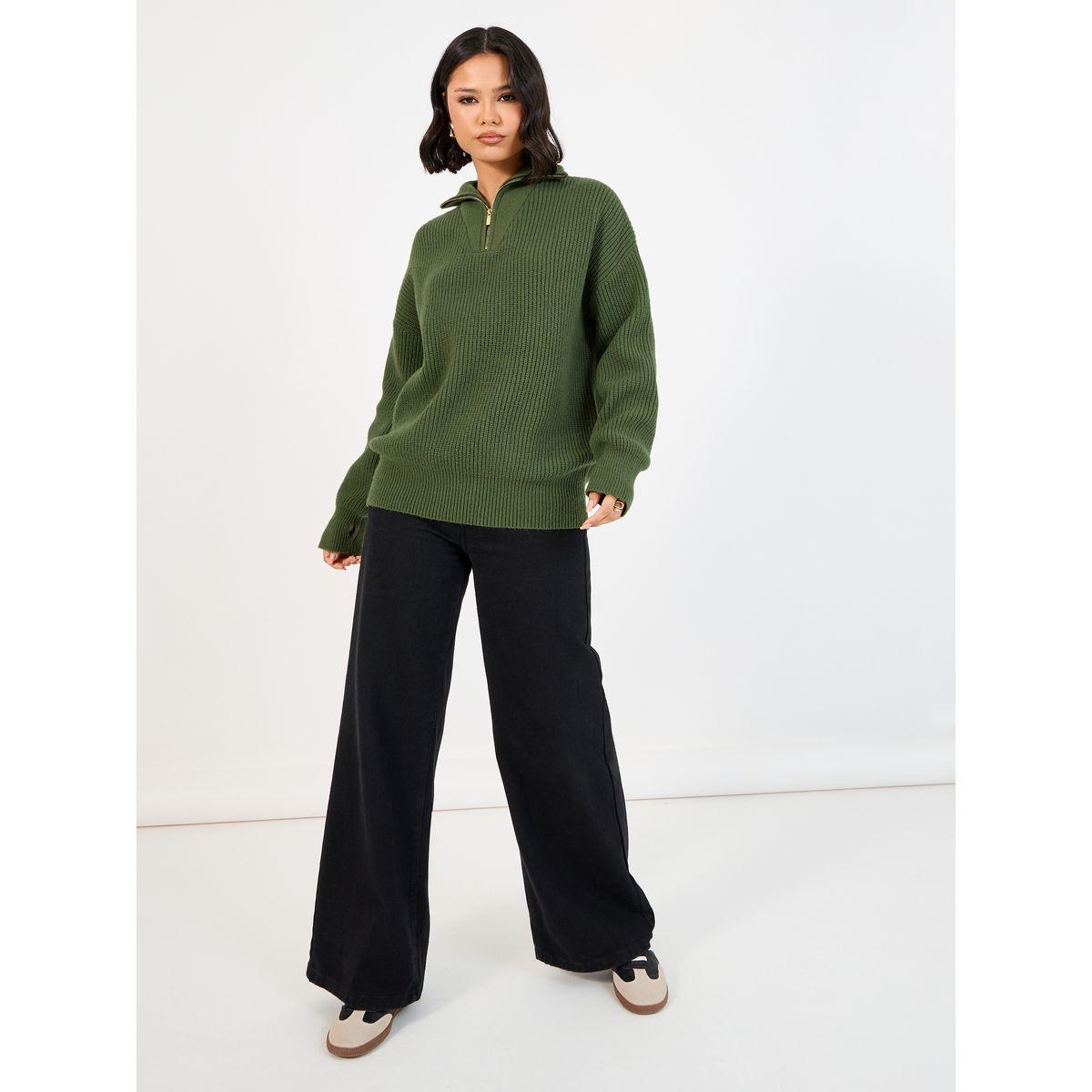 Styli Oversized Regular Length Half Zip Sweater-women-clothing-cardigansandjumpers-jumpers-image-2