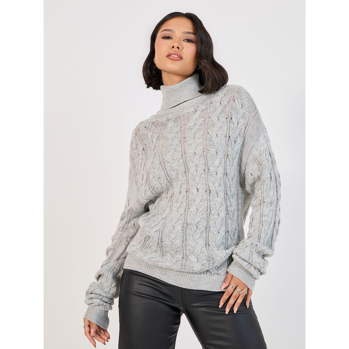 Styli Regular Fit Regular Length Turtle Neck Cable Knit Sweater-women-clothing-cardigansandjumpers-jumpers-image-1