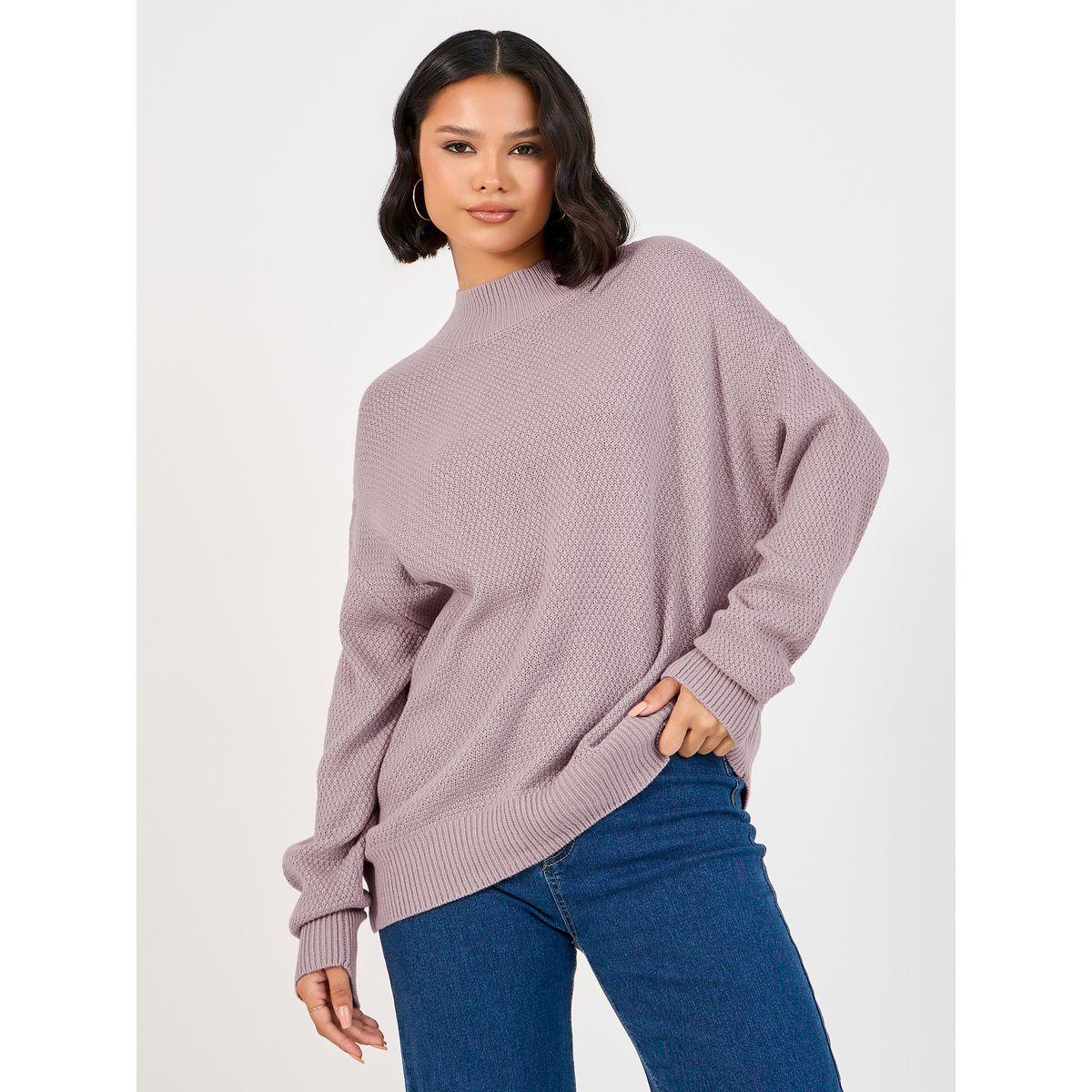 Styli Oversized High Neck Chunky Knit Sweater-women-winterwear-cardigansandjumpers-jumpers-image-1