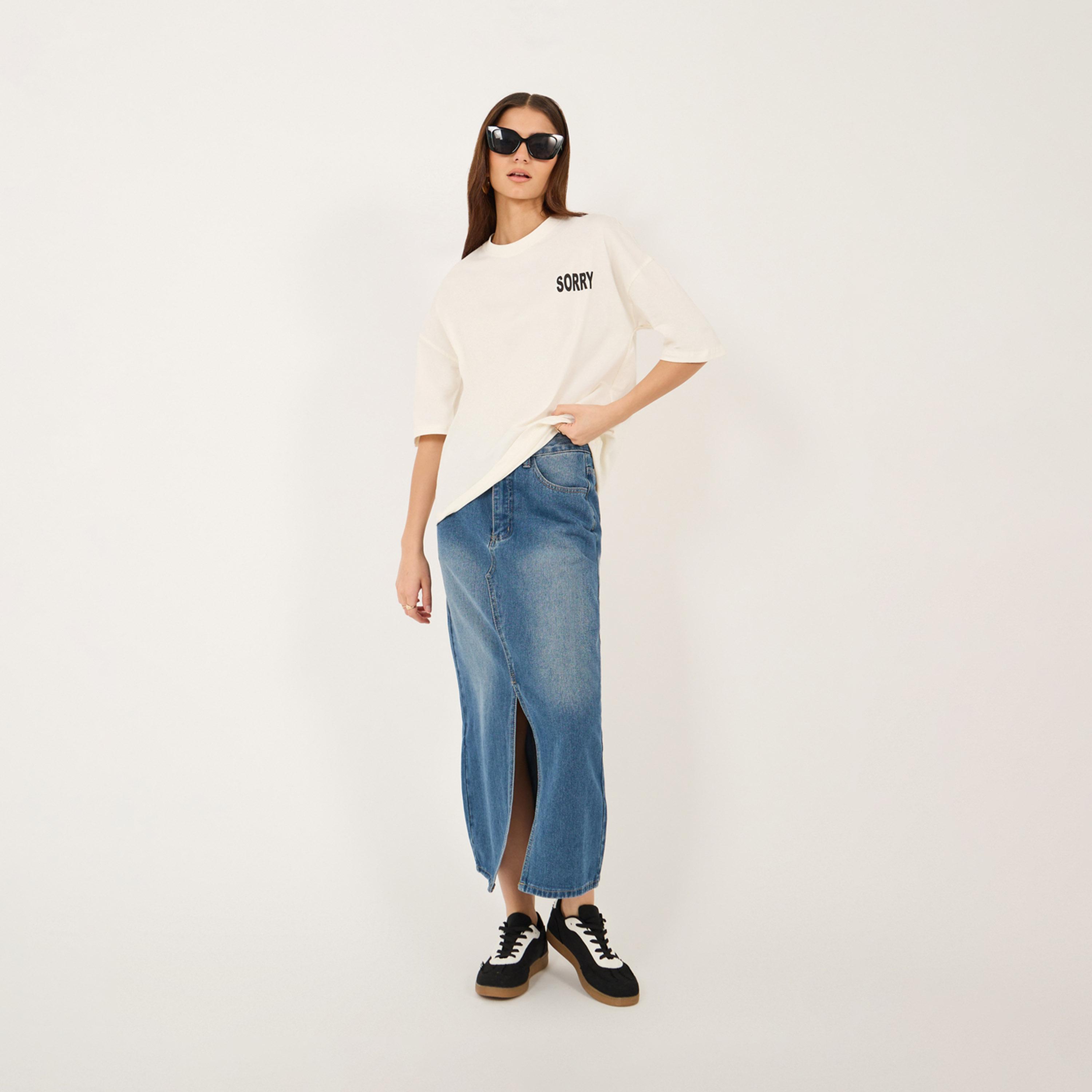 Styli Oversized Slogan Print Dropped Shoulder T-Shirt-women-clothing-tshirts-image-3