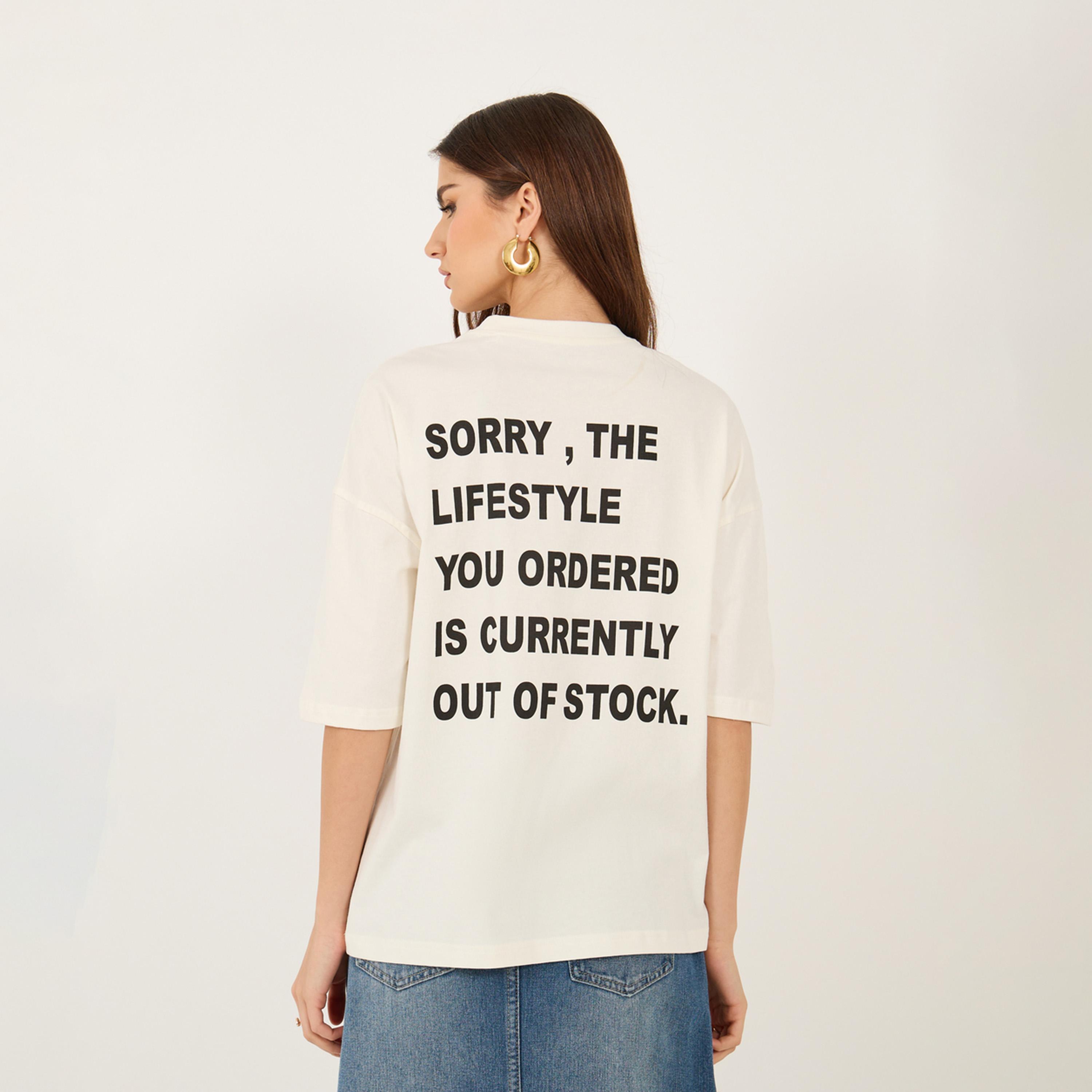 Styli Oversized Slogan Print Dropped Shoulder T-Shirt-women-clothing-tshirts-image-5