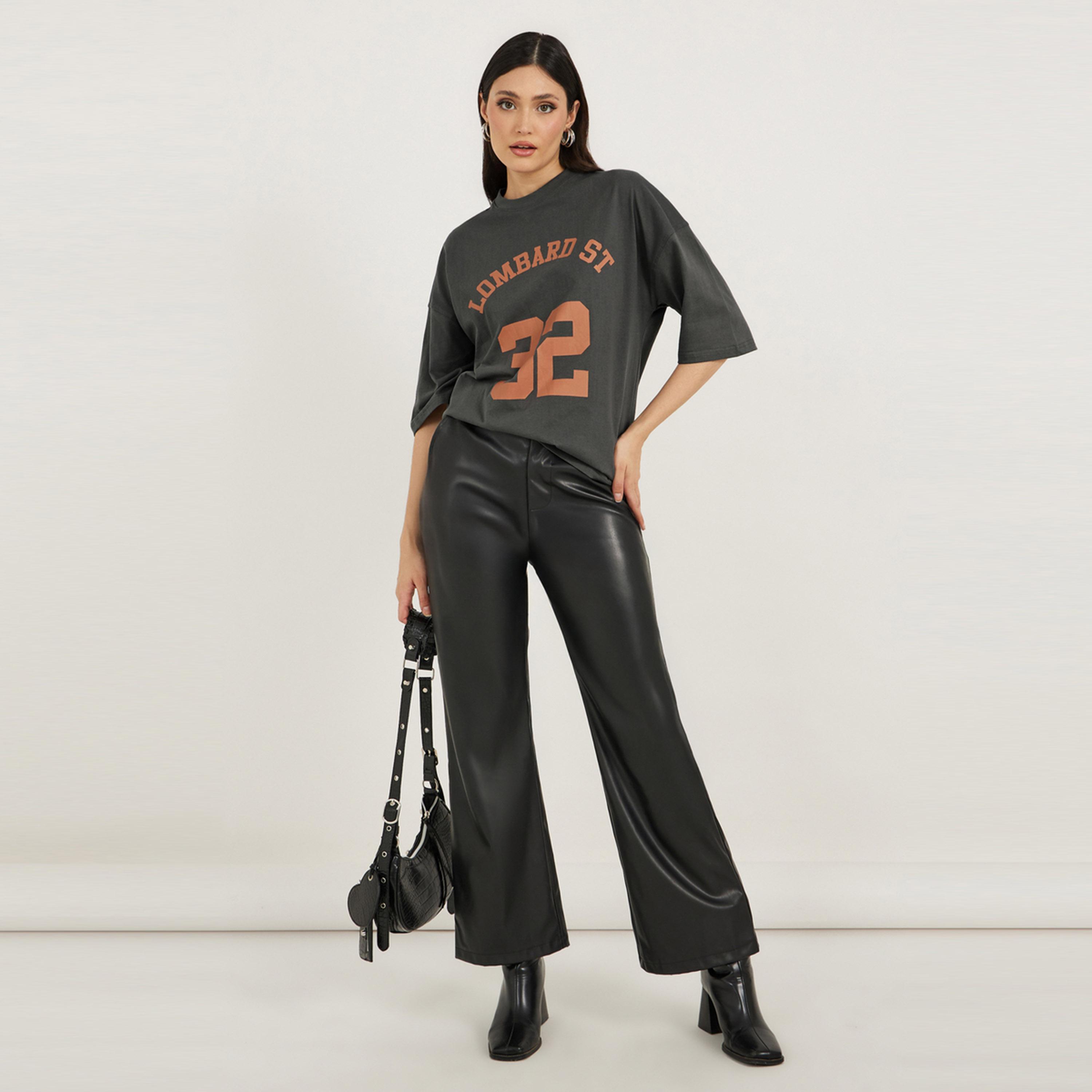 Styli Slogan Print Dropped Shoulder Oversized T-Shirt-women-clothing-tshirts-image-2