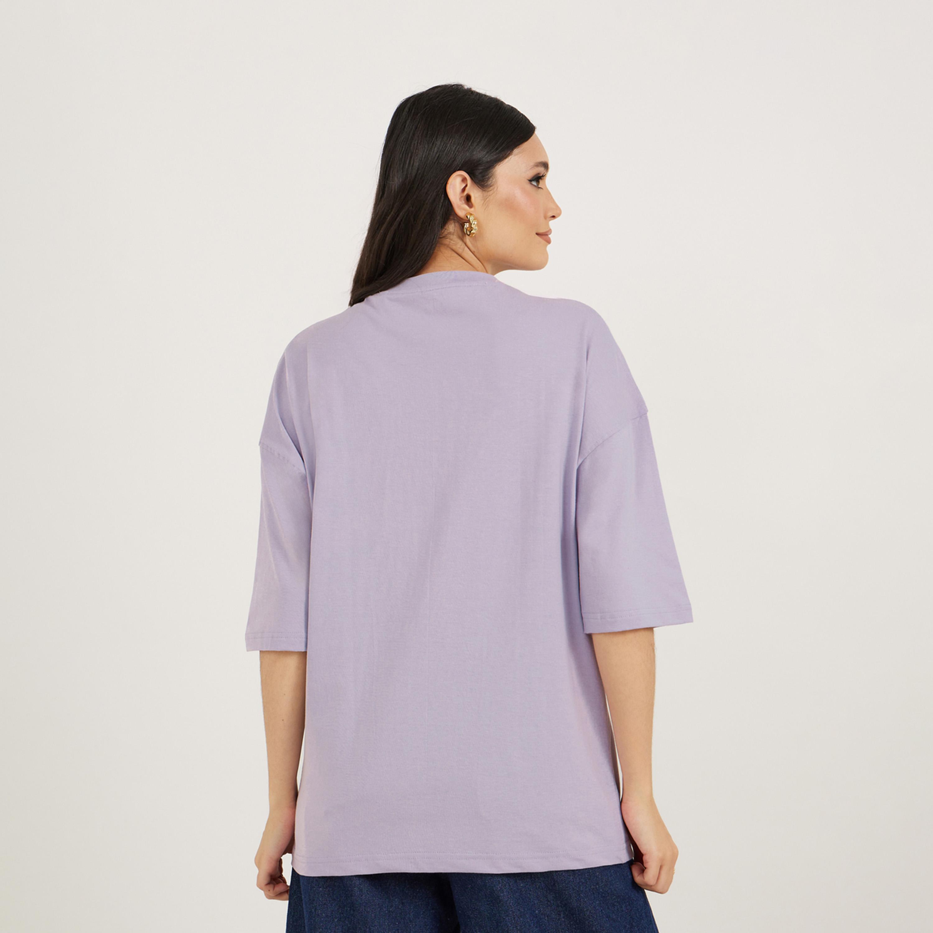 Styli Slogan Print Dropped Shoulder Oversized T-Shirt-women-clothing-tshirts-image-4