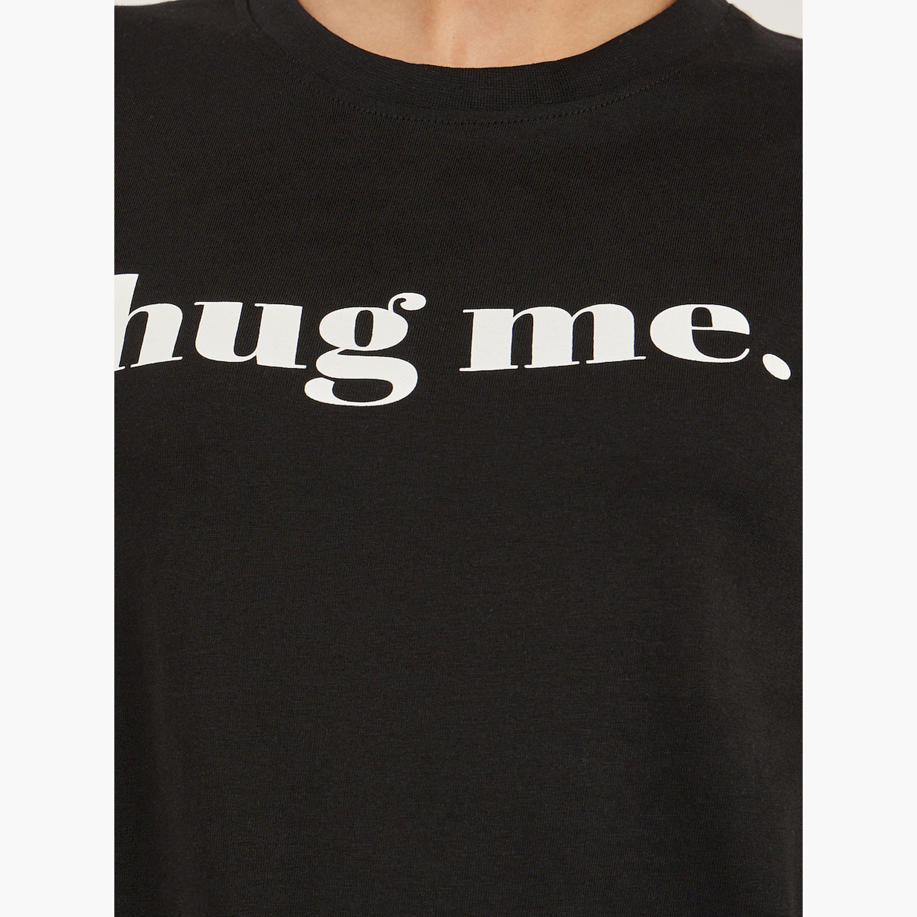 ستايلي - تي شيرت بقصّة عادية ورقبة مستديرة وطبعة شعار-women-clothing-tshirts-image-3