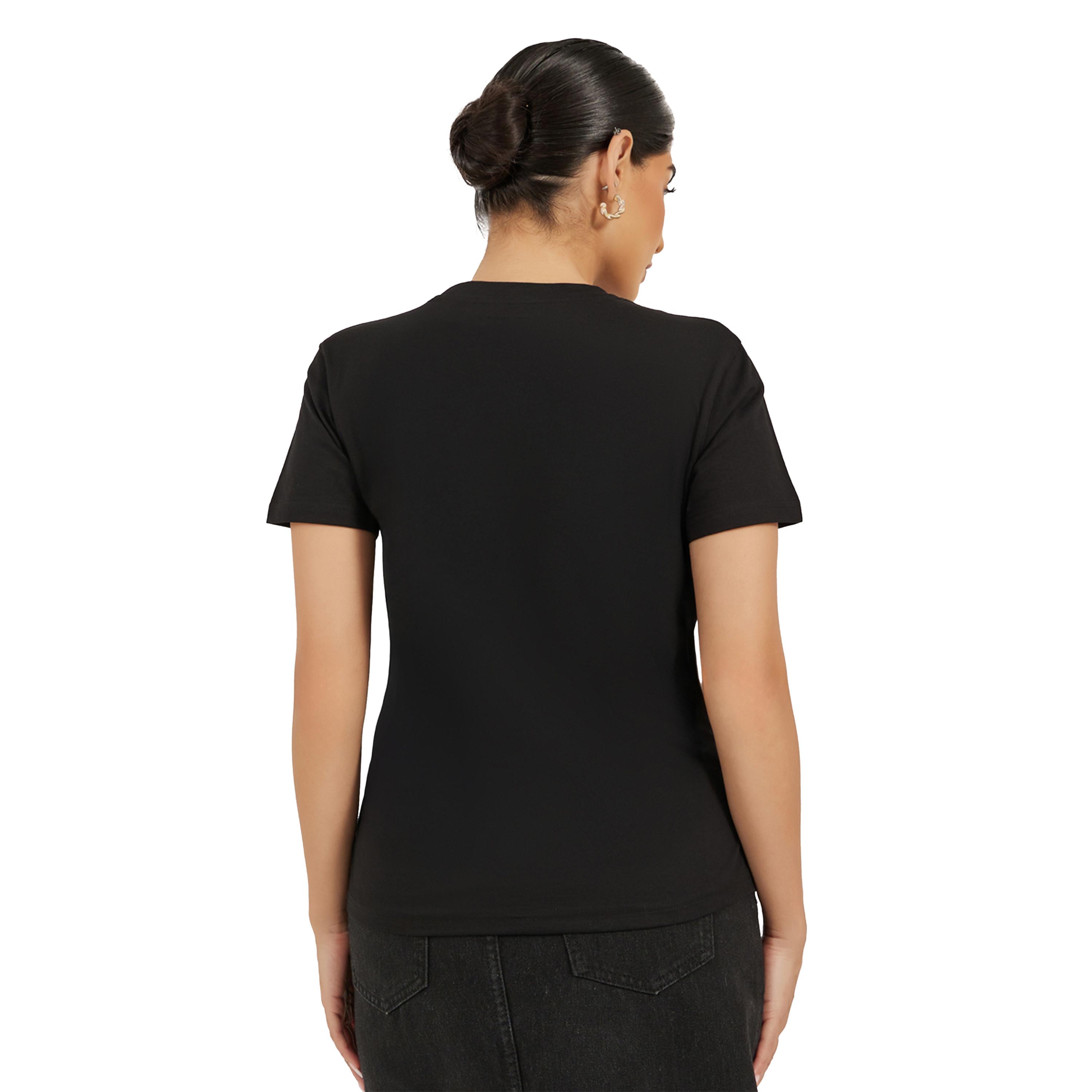 ستايلي - تي شيرت بقصّة عادية ورقبة مستديرة وطبعة شعار-women-clothing-tshirts-image-4