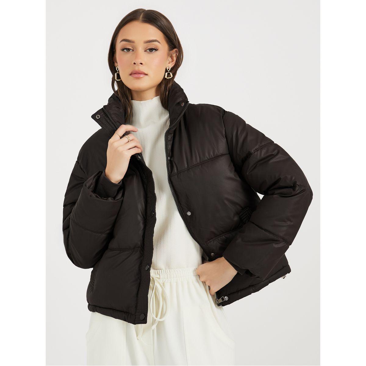 Styli Oversized Regular Length Leather Look Padded Jacket-women-winterwear-coatsandjackets-jackets-image-3