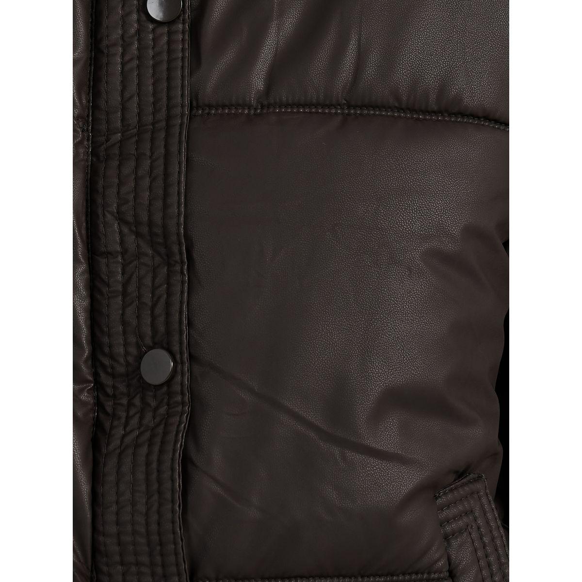 Styli Oversized Regular Length Leather Look Padded Jacket-women-winterwear-coatsandjackets-jackets-image-4