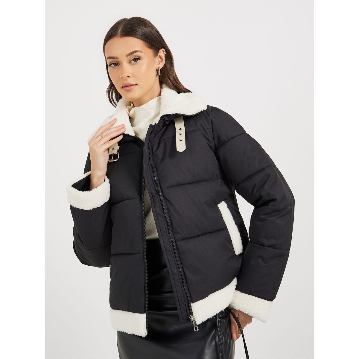 Styli Regular Fit Regular Length Padded Jacket with Faux Fur Lining-women-winterwear-coatsandjackets-jackets-image-1
