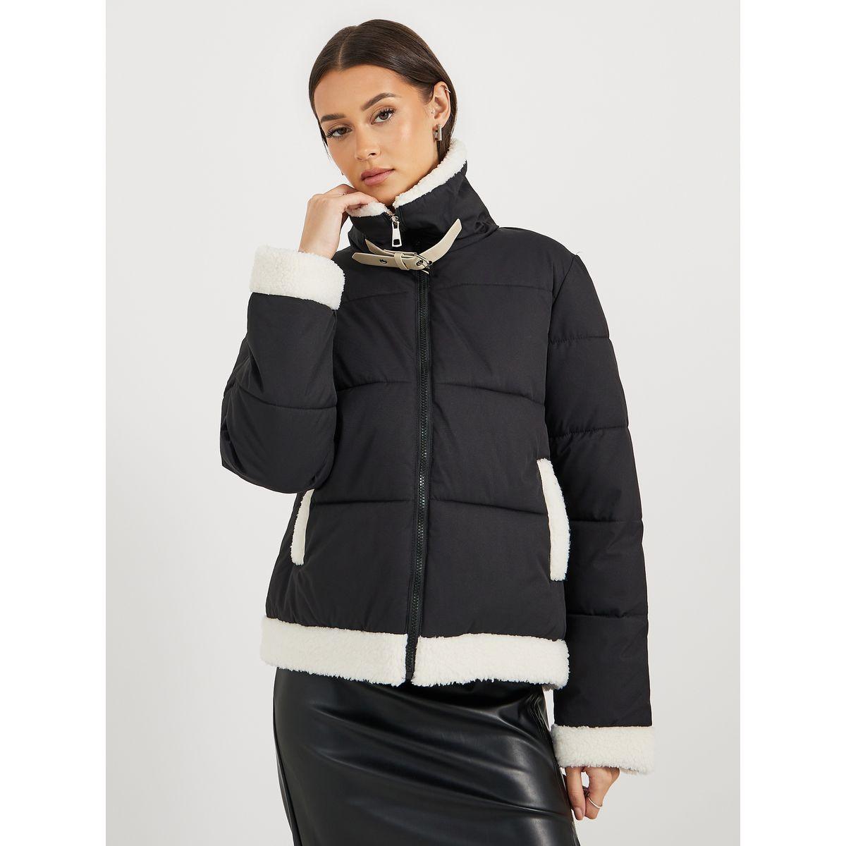 Styli Regular Fit Regular Length Padded Jacket with Faux Fur Lining-women-winterwear-coatsandjackets-jackets-image-3