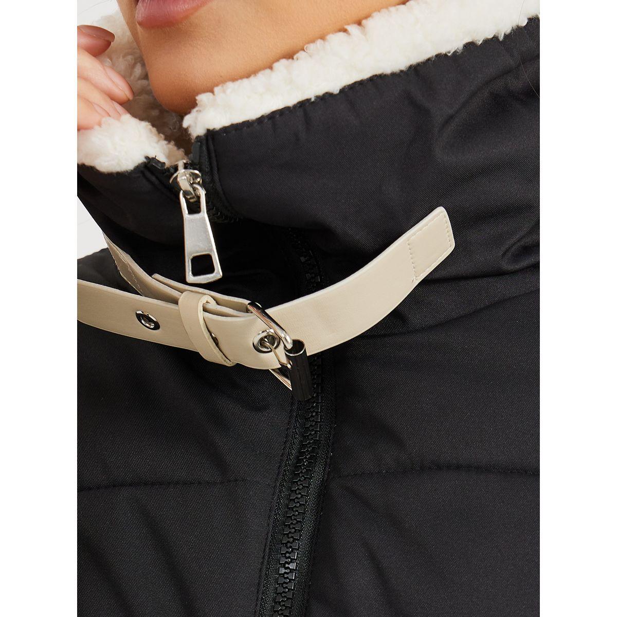 Styli Regular Fit Regular Length Padded Jacket with Faux Fur Lining-women-winterwear-coatsandjackets-jackets-image-4