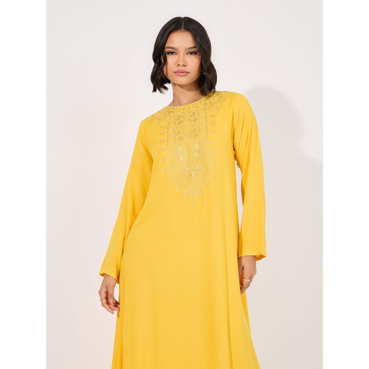 Embroidered Neck A-Line Jalabiya-women-arabicclothing-jalabiyas-image-5