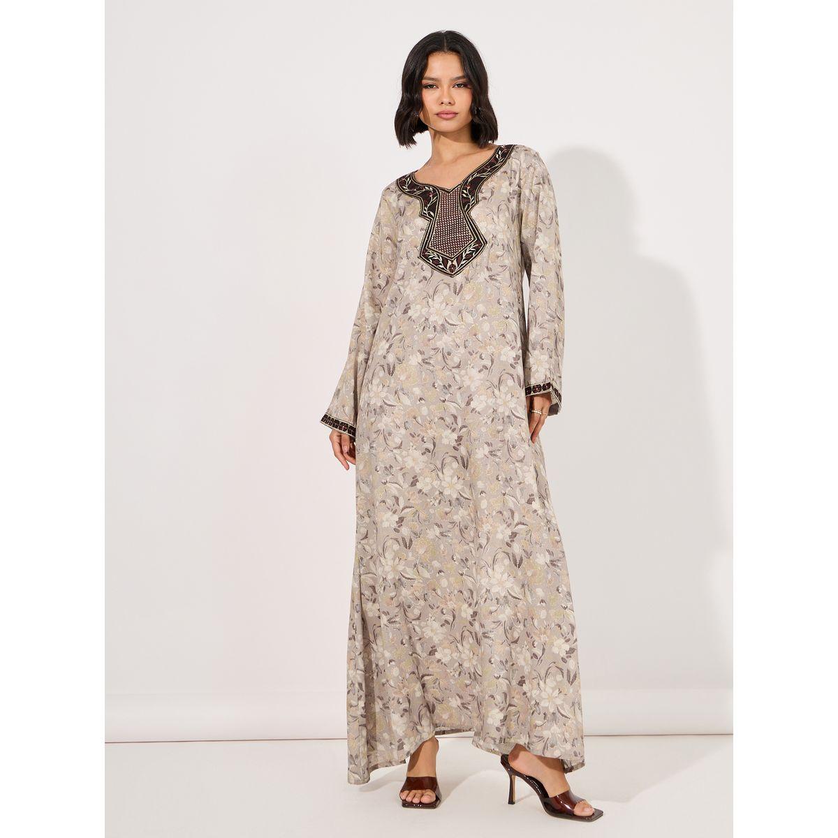 All-Over Print Embroidered A-Line Jalabiya-women-arabicclothing-jalabiyas-image-4