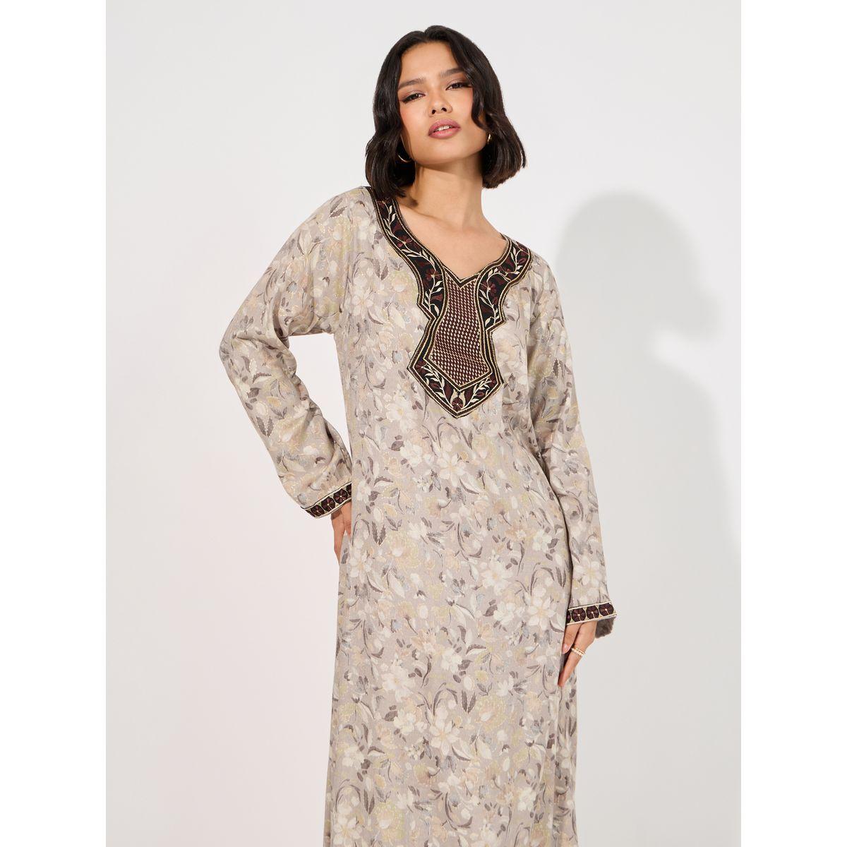 All-Over Print Embroidered A-Line Jalabiya-women-arabicclothing-jalabiyas-image-5